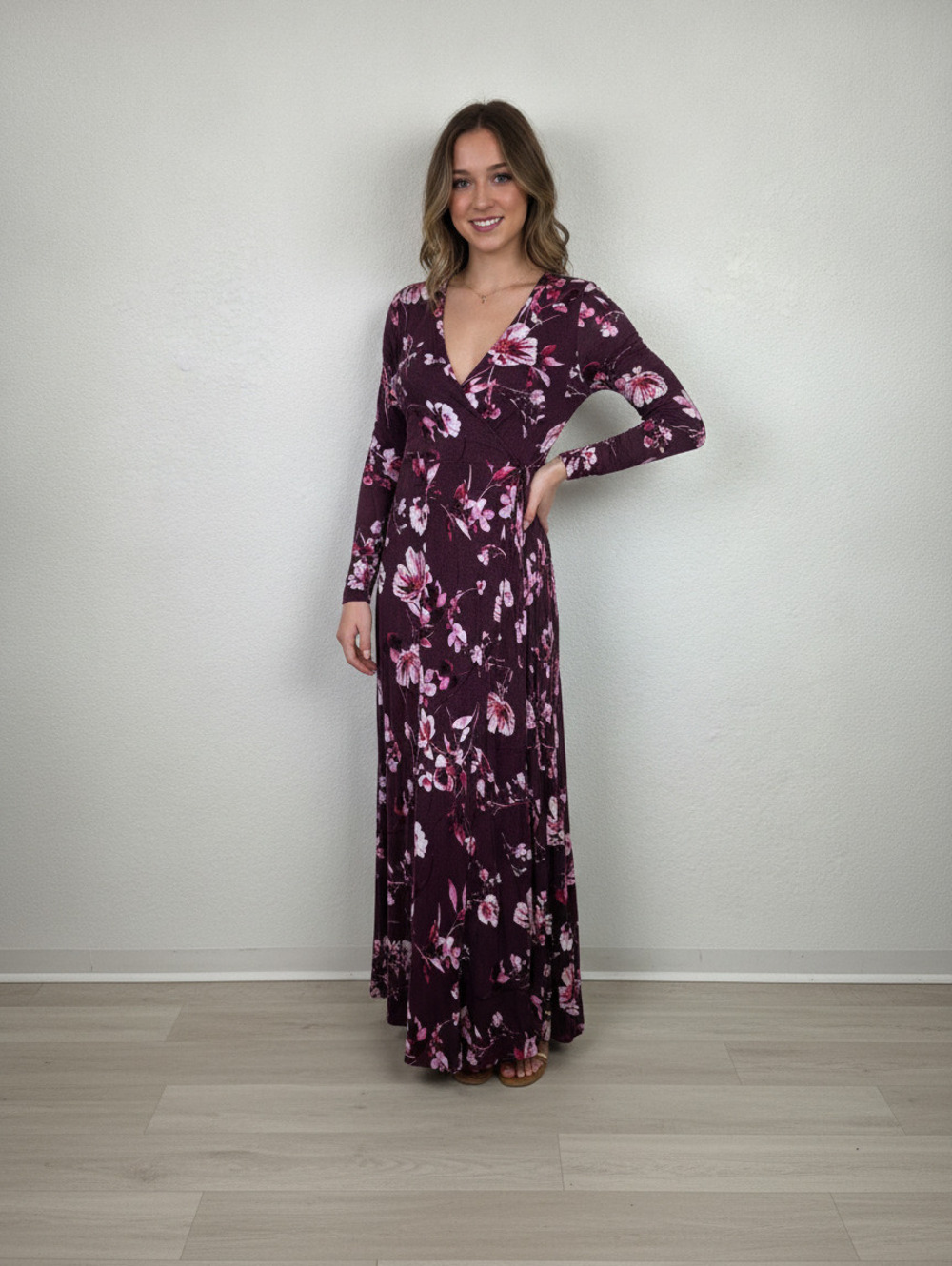 Motherhood Maternity Long Sleeve Floral Maxi Dress Large